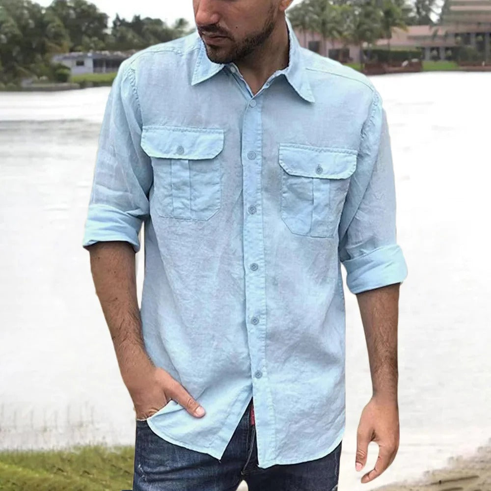 Yunus - Camisa de Manga Larga con Doble Bolsillo